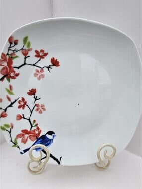 Fisher Stoneware Dinner Plate Bluebird & Cherry Blossom Plate Wall